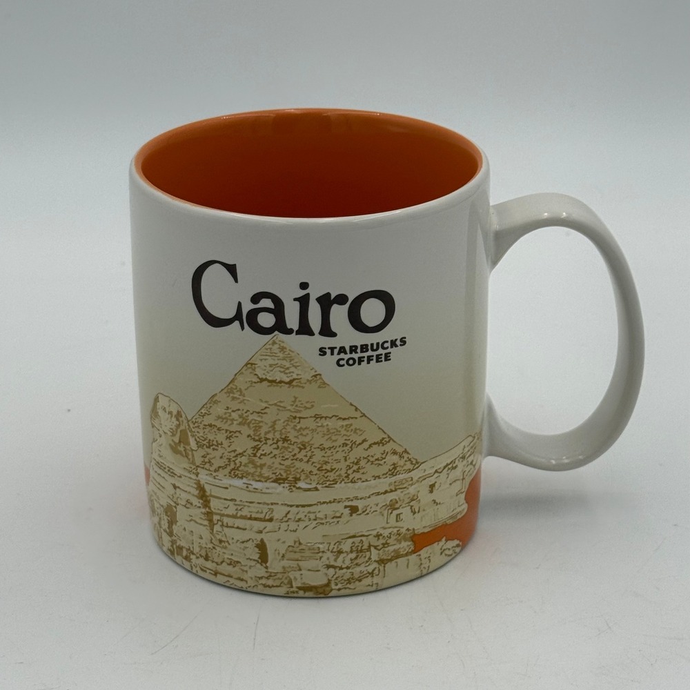 Starbucks Cairo Egypt Global Icon Series Coffee Mug 16oz Orange Pyramid Sphinx